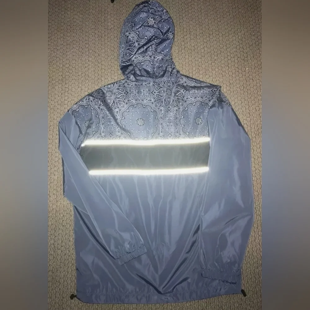 Men's Original Use Blue Patterned Windbreaker Jacket_Sml